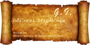 Gönczi Ifigénia névjegykártya
